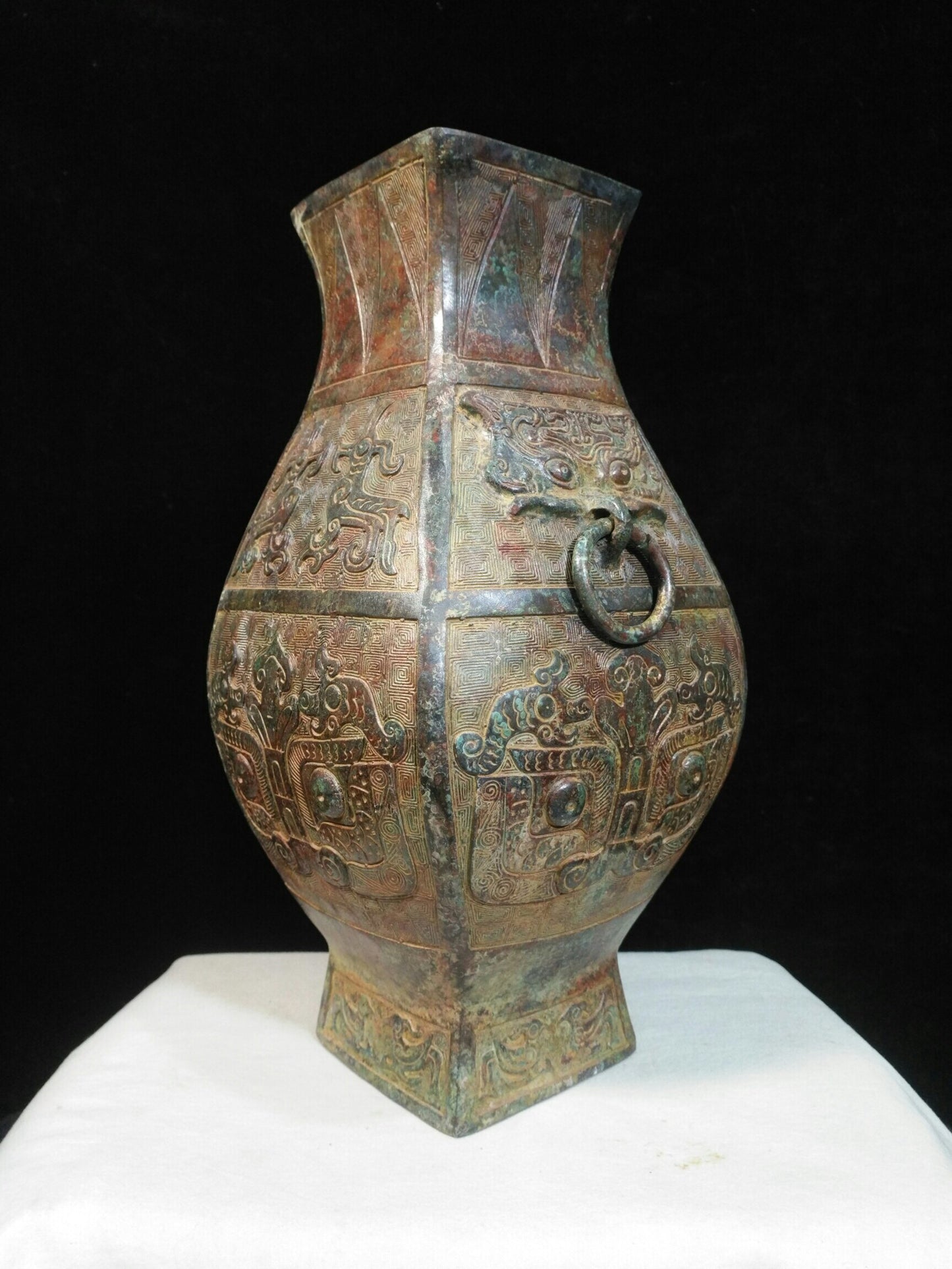 Chinese antique bronze "Taotie Pattern Fang Pot"