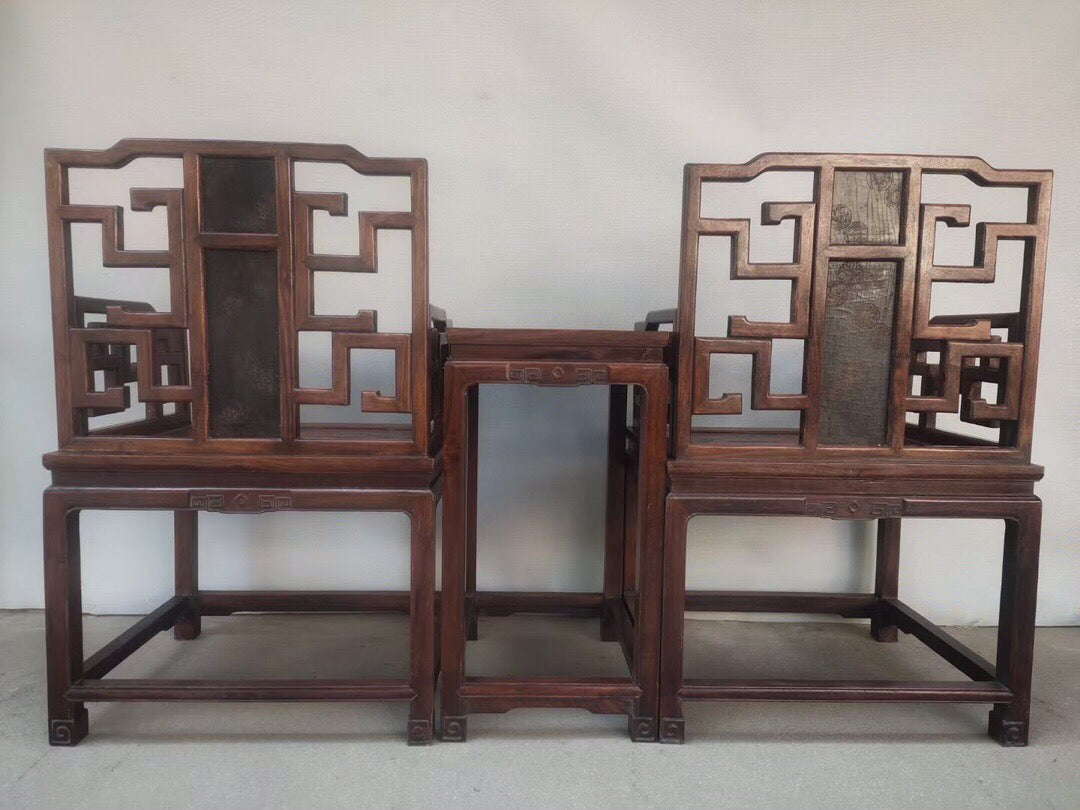 A set of Chinese antique rosewood grand chairs