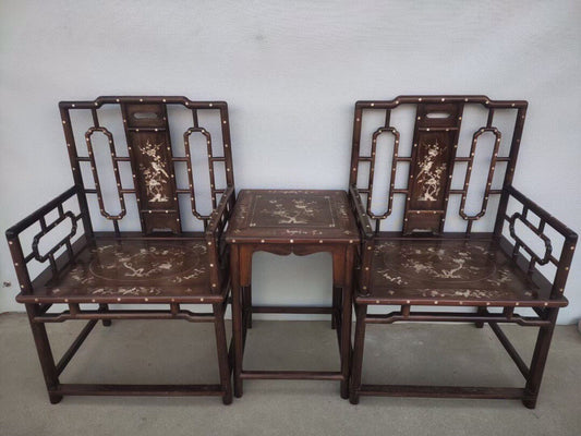 A set of Chinese antique rosewood grand chairs