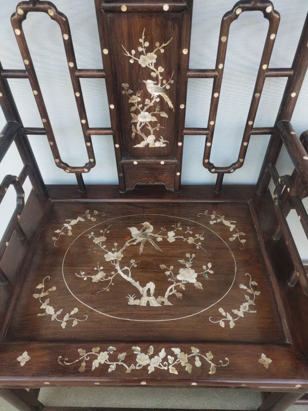 A set of Chinese antique rosewood grand chairs