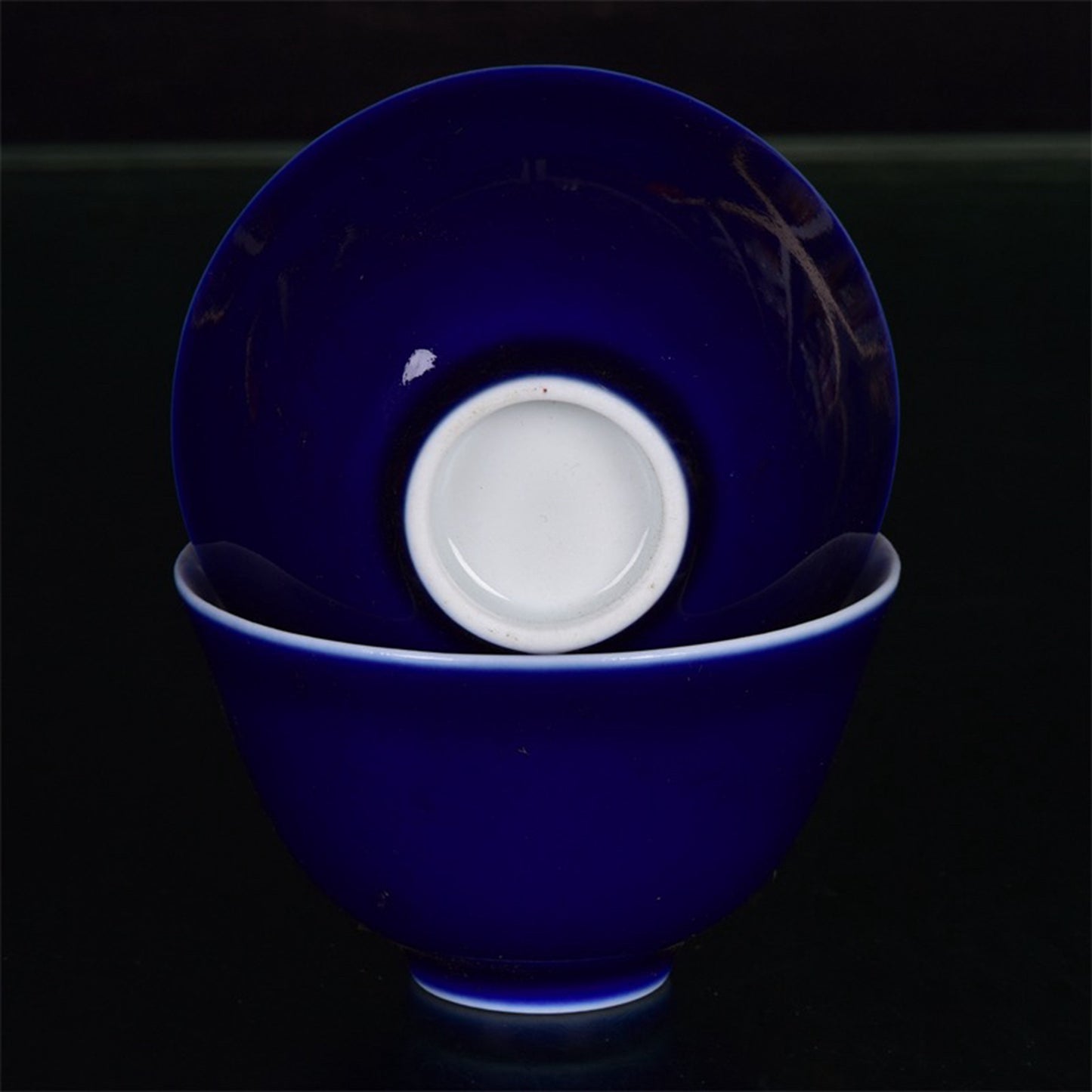 Chinese Antique Monochrome Glazed Blue Cup