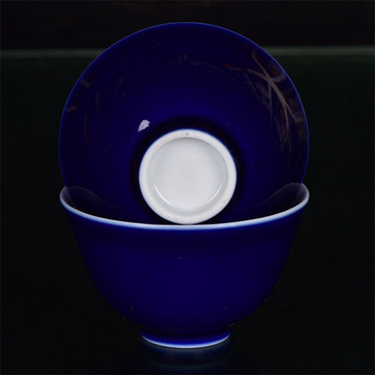 Chinese Antique Monochrome Glazed Blue Cup