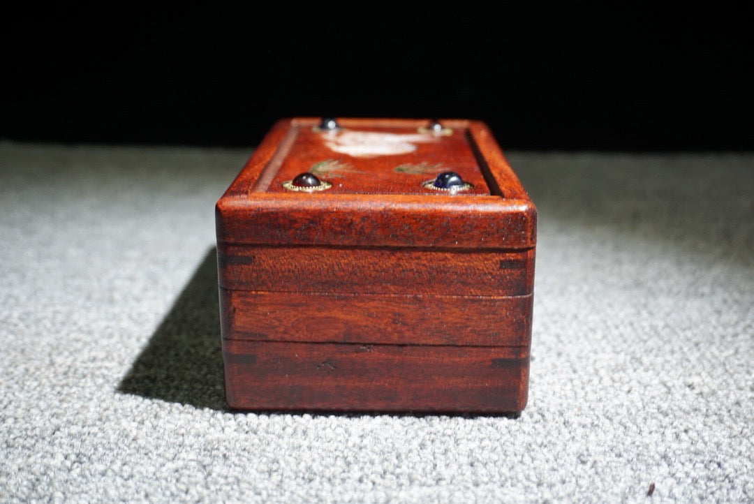Chinese antique rosewood inlaid shell mechanism box