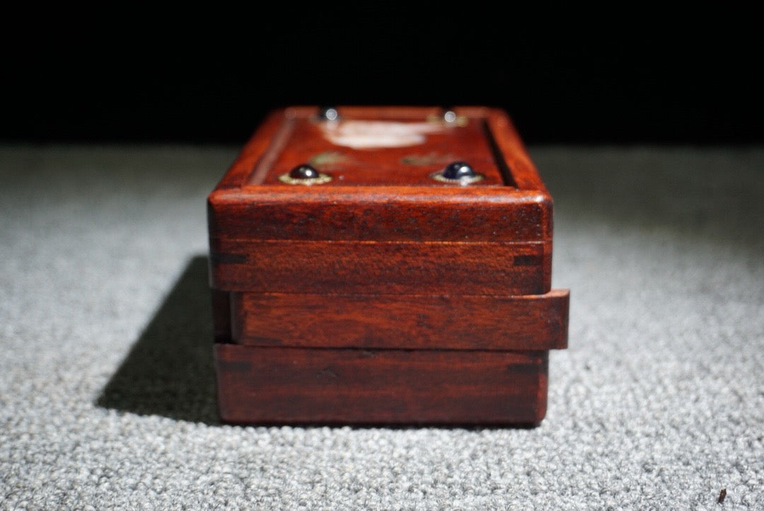 Chinese antique rosewood inlaid shell mechanism box