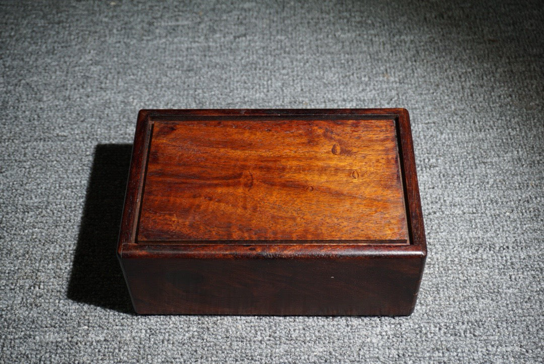 Chinese antique rosewood inlaid shell mechanism box