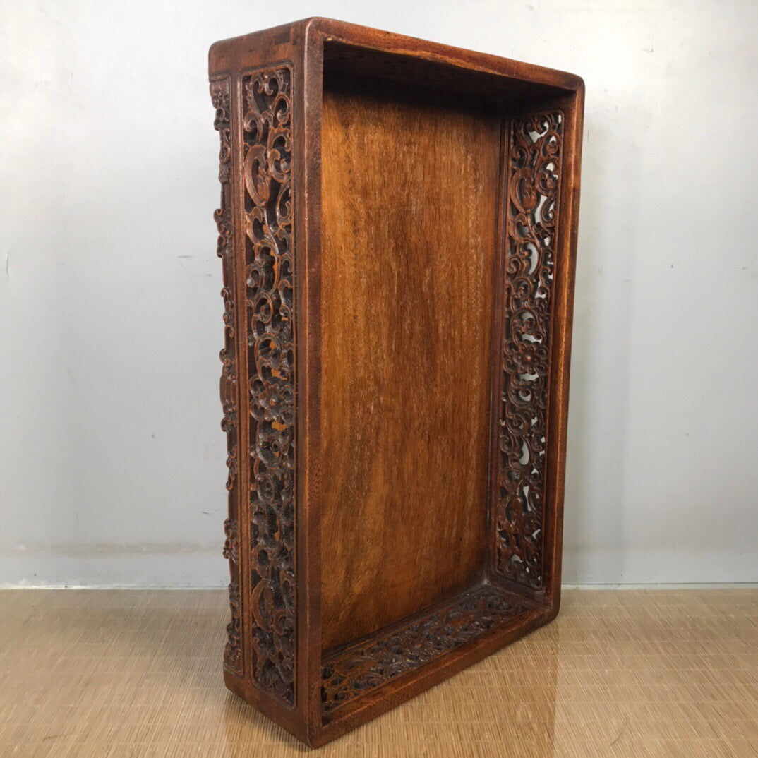 Chinese antique rosewood hollow tea tray