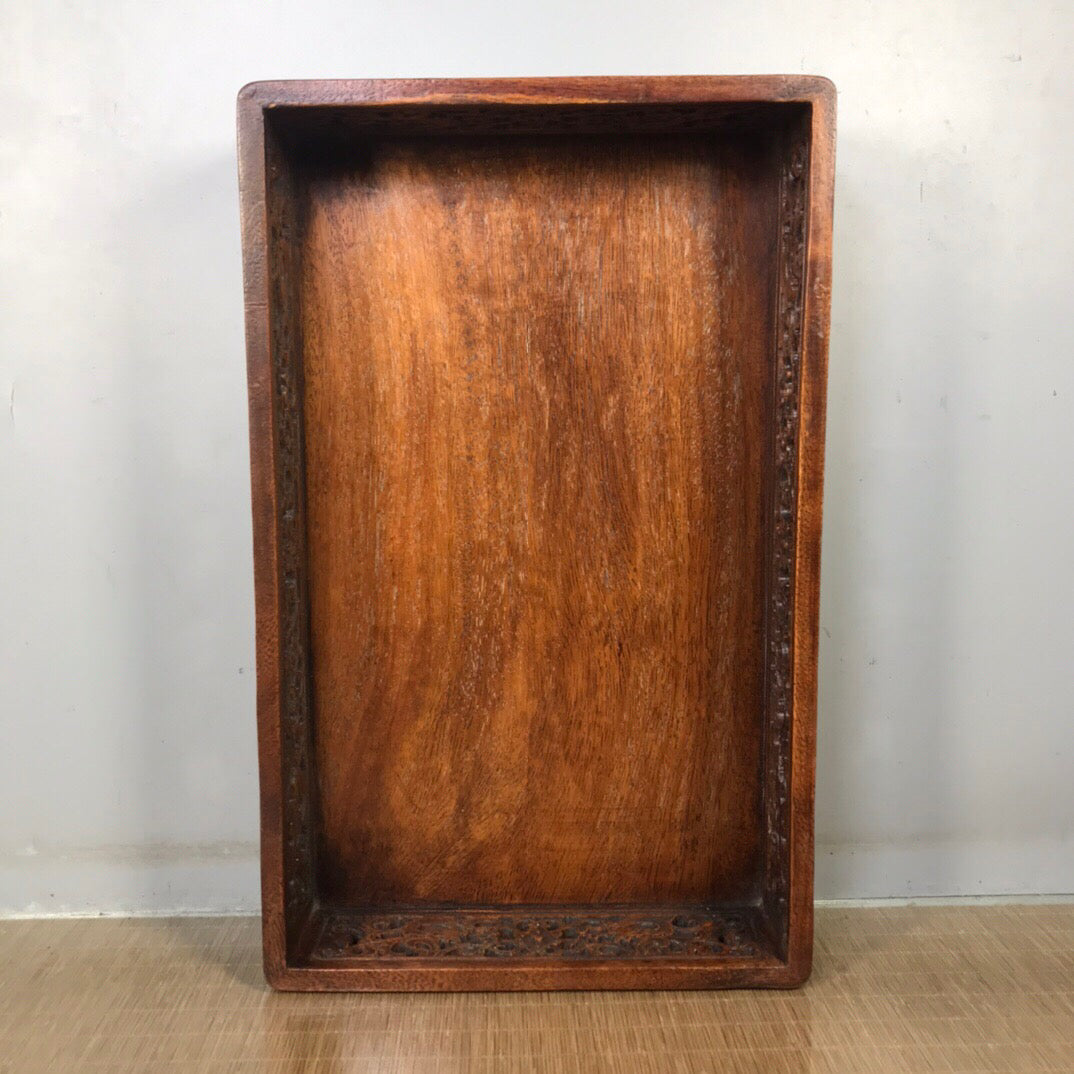 Chinese antique rosewood hollow tea tray