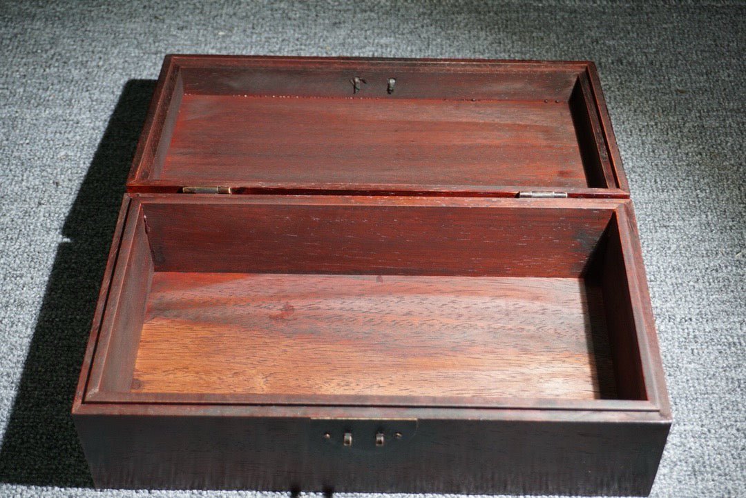 Chinese antique rosewood inlaid gemstone box