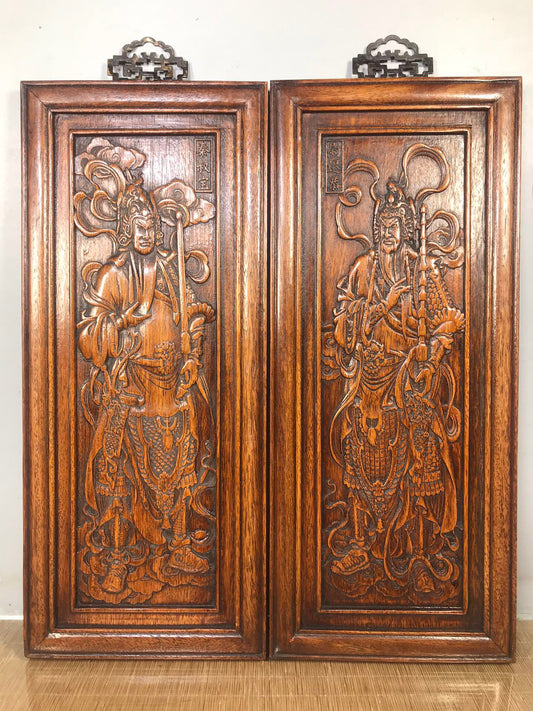 Chinese antique rosewood door god