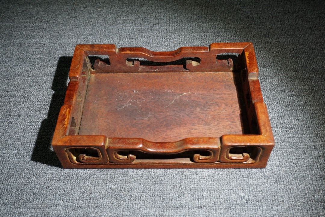 Chinese antique rosewood inlaid shell Fuwa small table