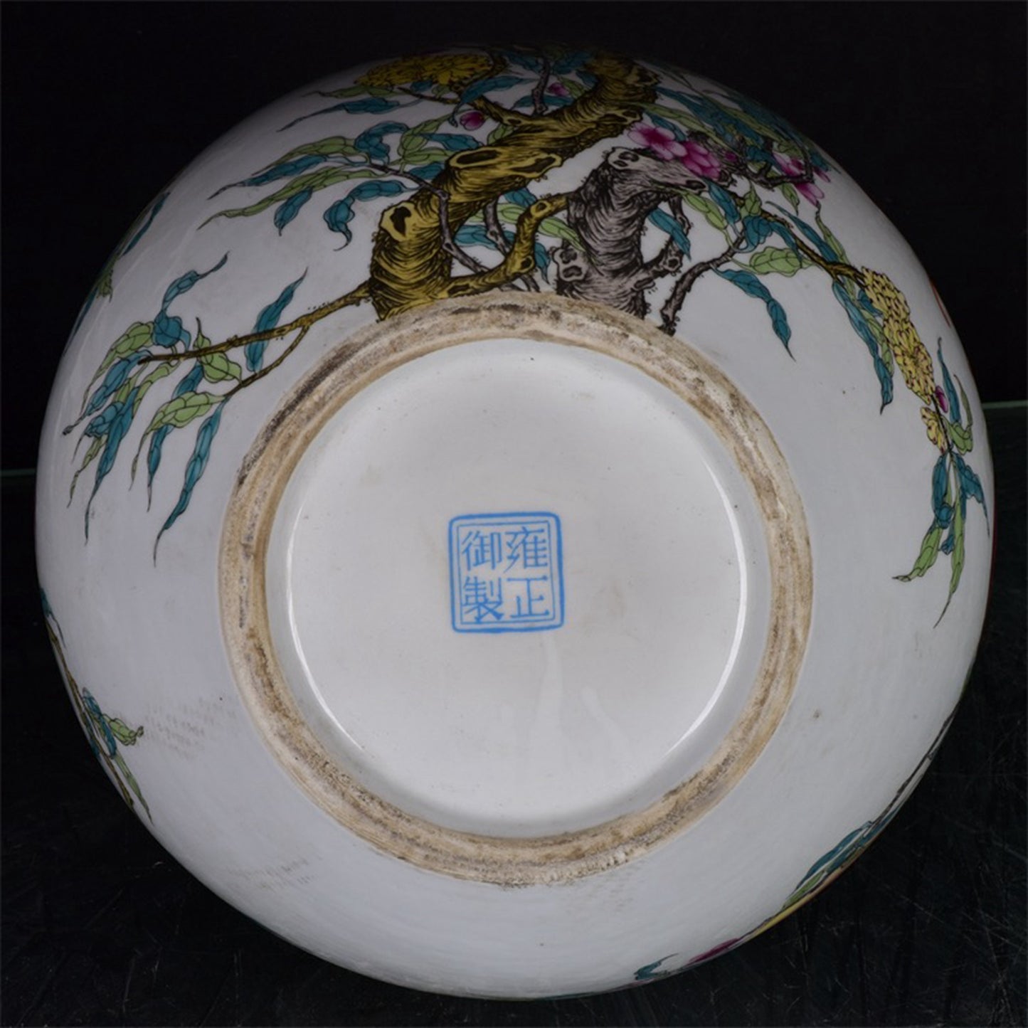 Chinese antique blue and white entangled branch flower pattern three series bamboo pot