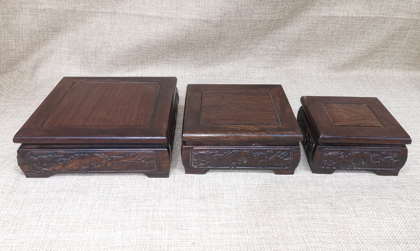 Three piece set of Chinese antique ebony base