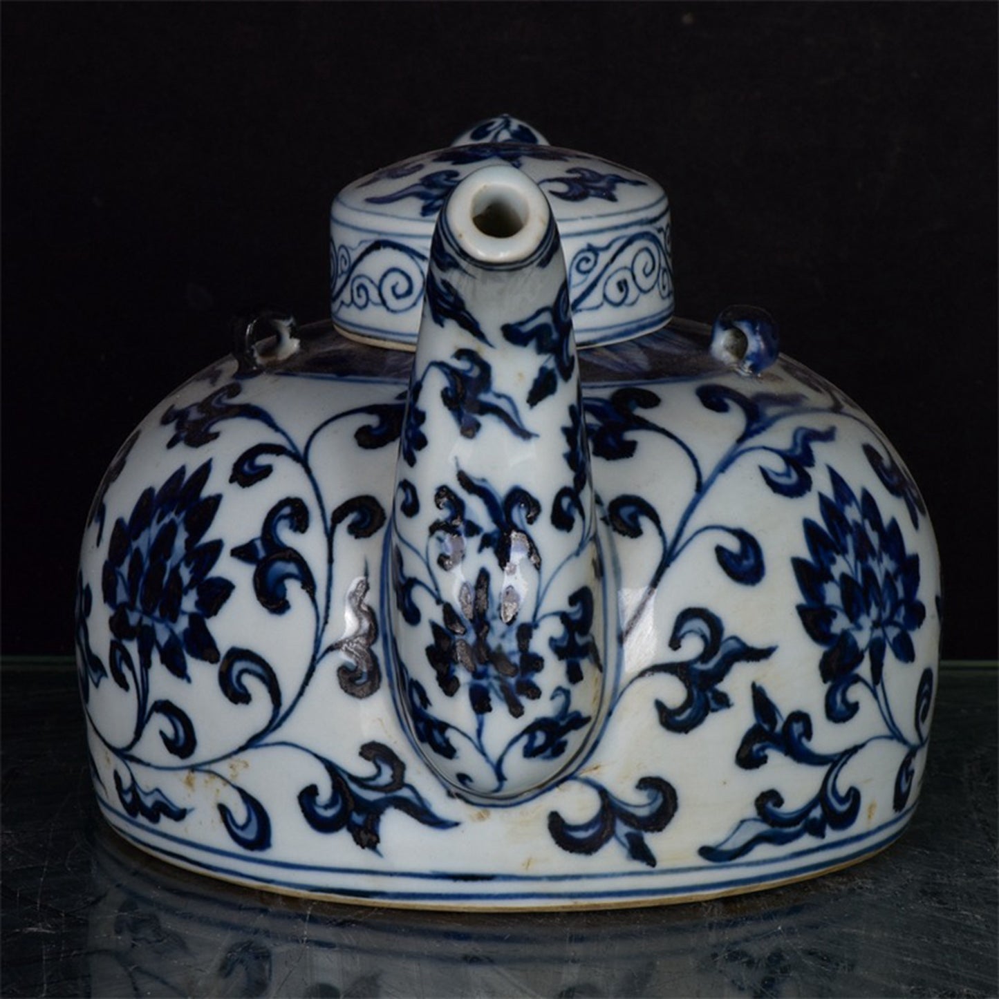 Chinese antique blue and white entangled branch flower pattern three series bamboo pot