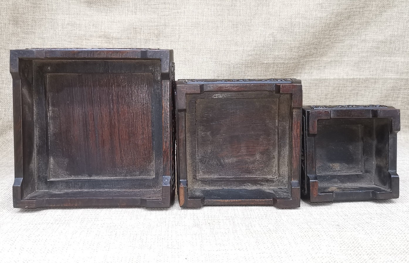 Three piece set of Chinese antique ebony base