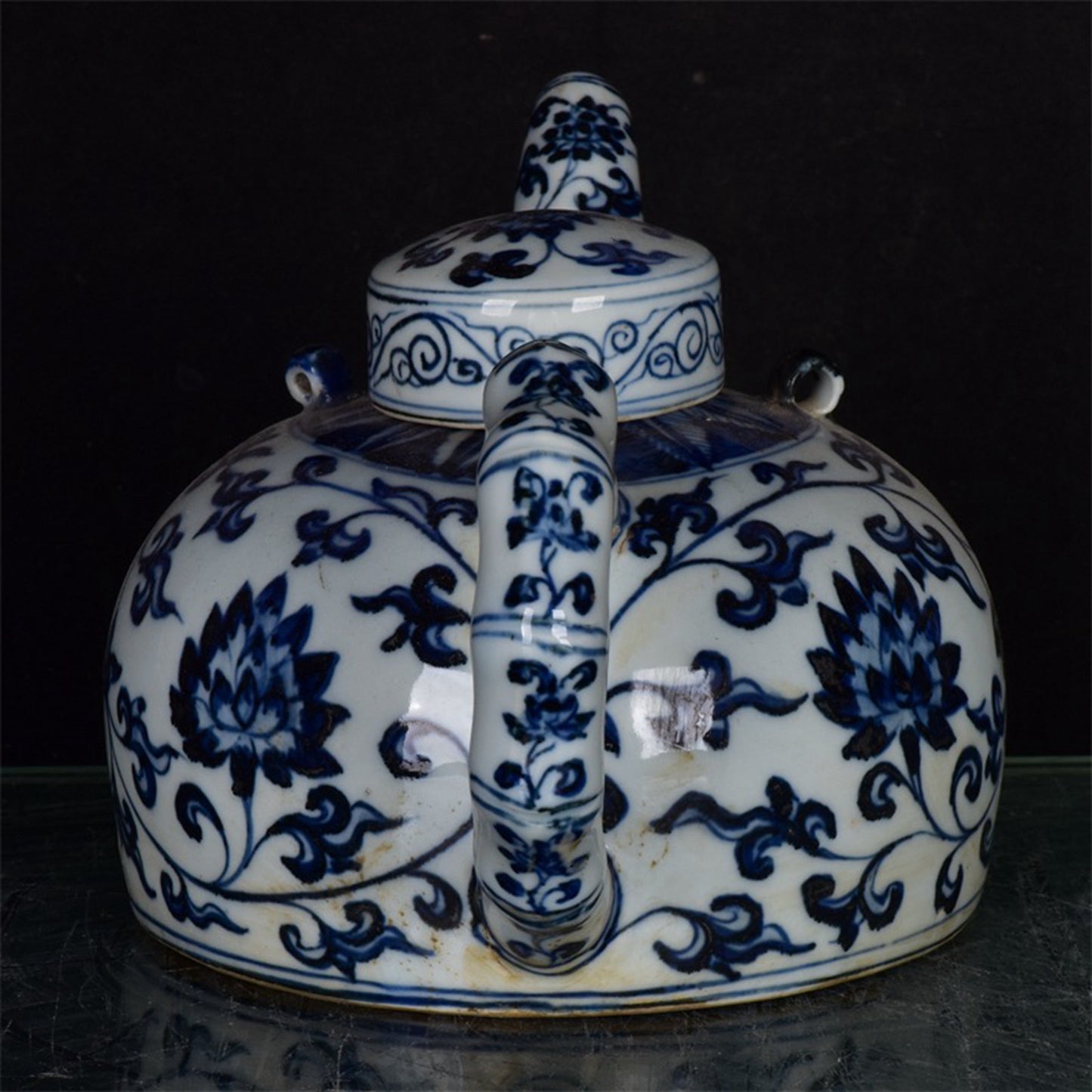Chinese antique blue and white entangled branch flower pattern three series bamboo pot
