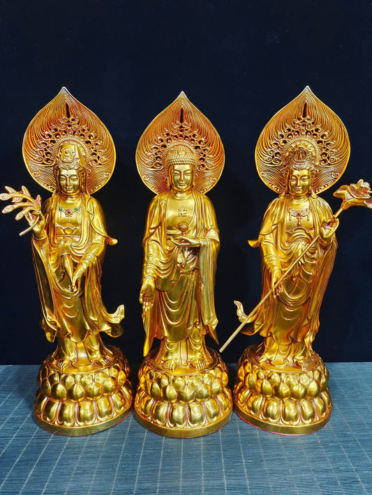 Chinese antique pure copper [Three Saints of the West]