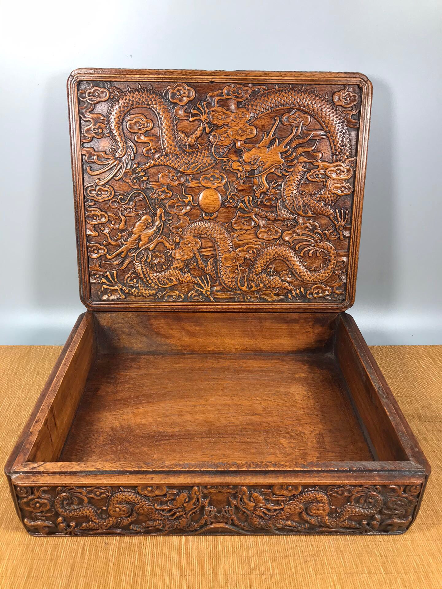 Chinese antique rosewood needle and thread box