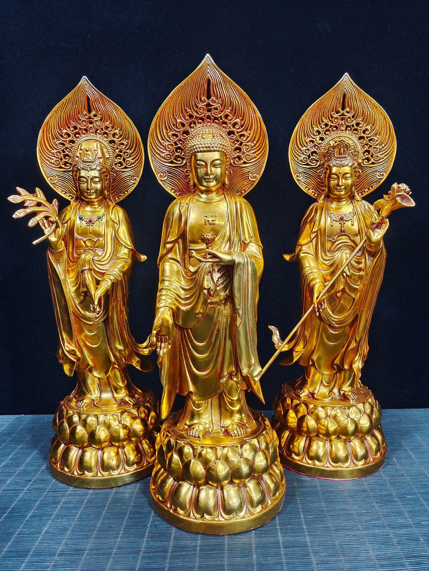 Chinese antique pure copper [Three Saints of the West]