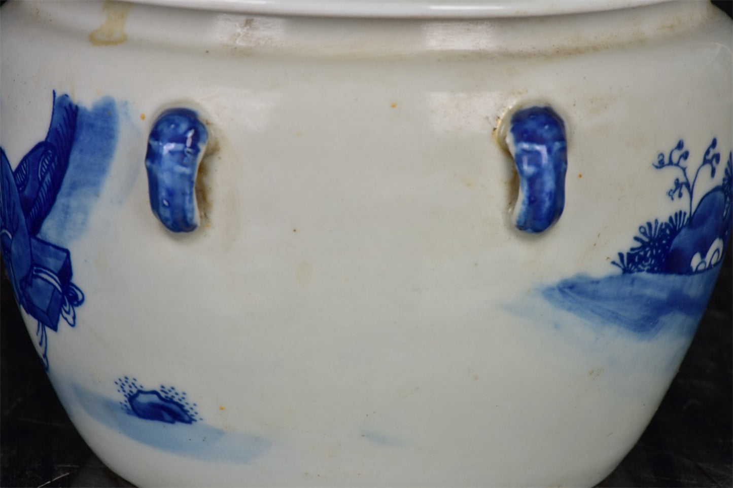 Chinese antique blue and white figure story pattern four series Congee jar lid