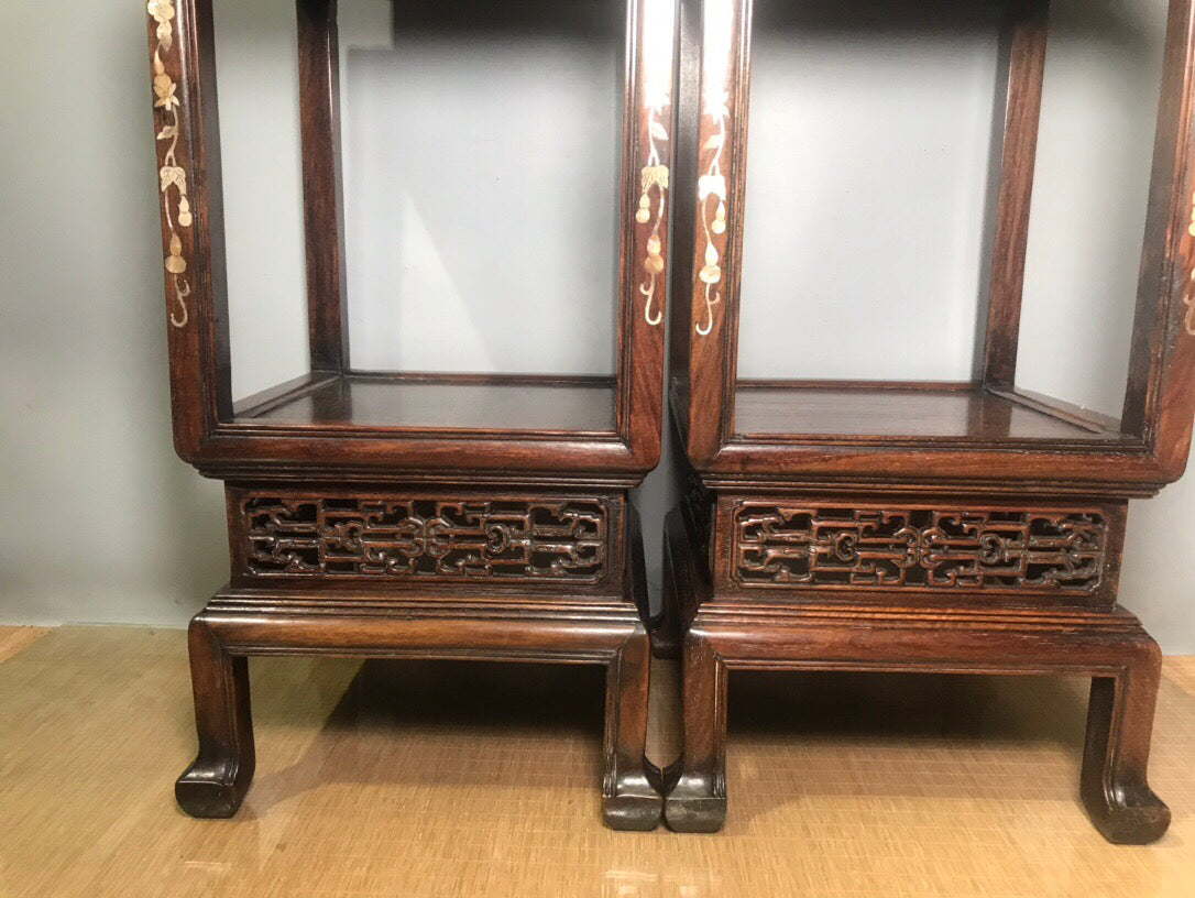 Chinese antique pear wood flower rack
