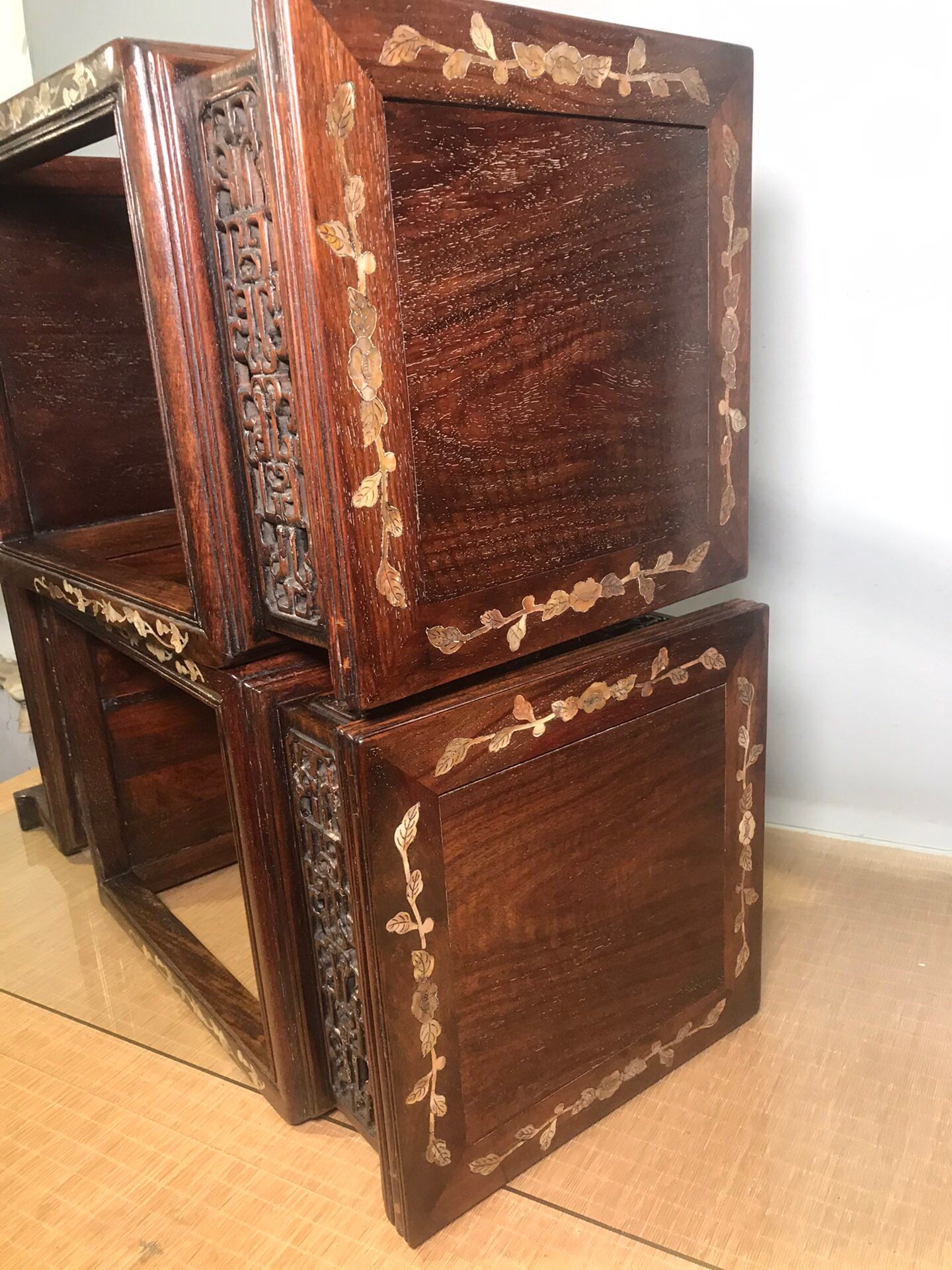 Chinese antique pear wood flower rack
