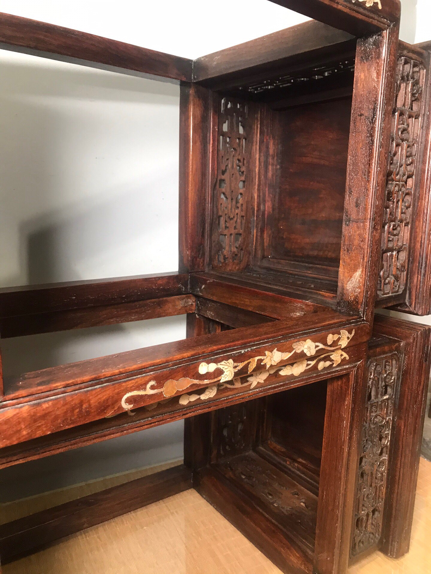 Chinese antique pear wood flower rack