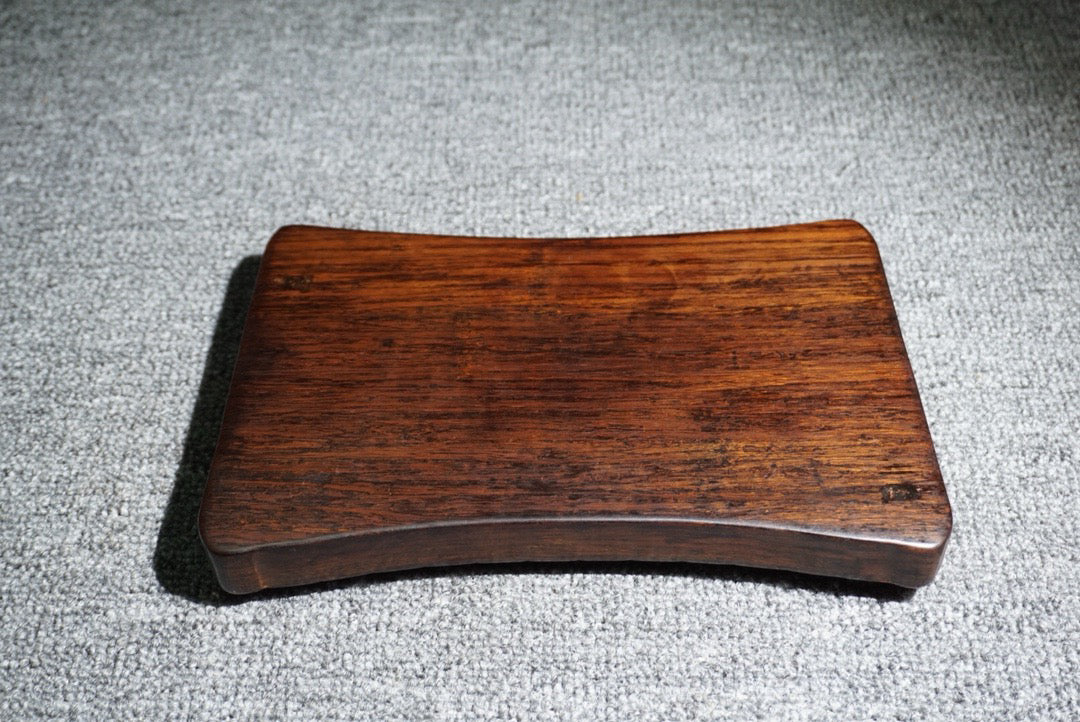 Chinese antique bamboo yellow carved poetry inkstone