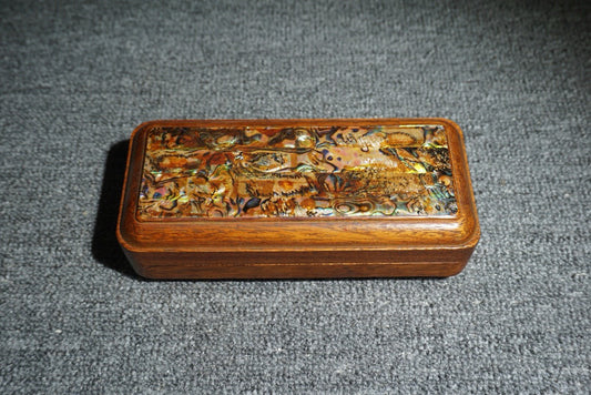 Chinese antique rosewood inlaid natural mother-in-law eyeglass box