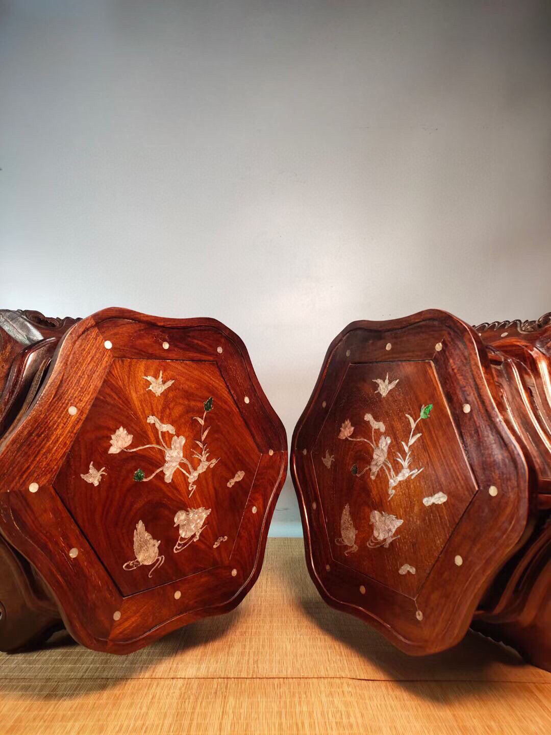 Chinese antique rosewood hexagonal flower rack
