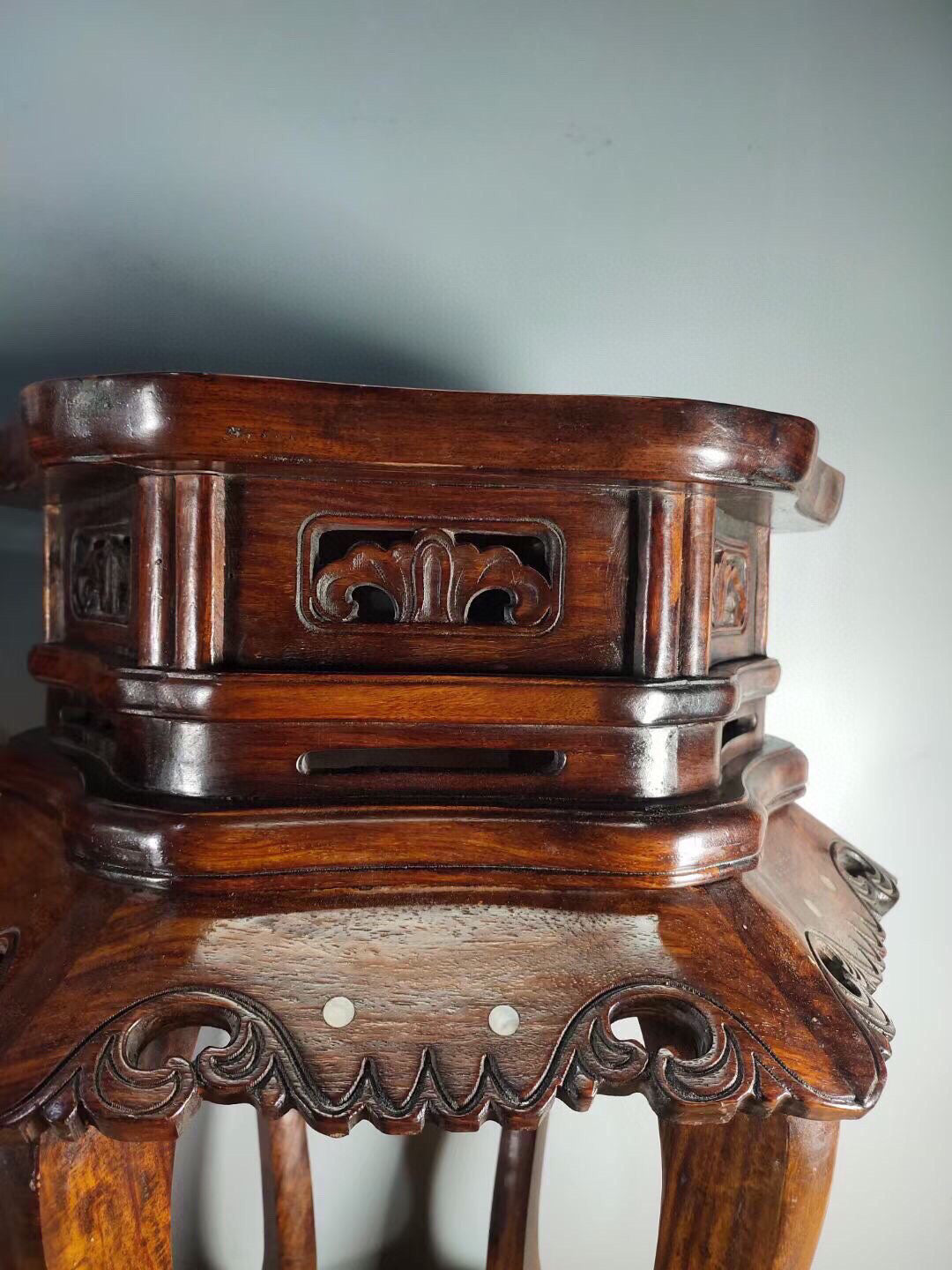 Chinese antique rosewood hexagonal flower rack