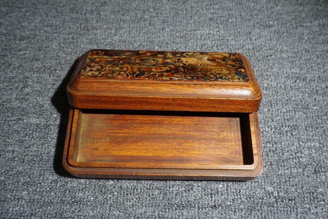 Chinese antique rosewood inlaid natural mother-in-law eyeglass box