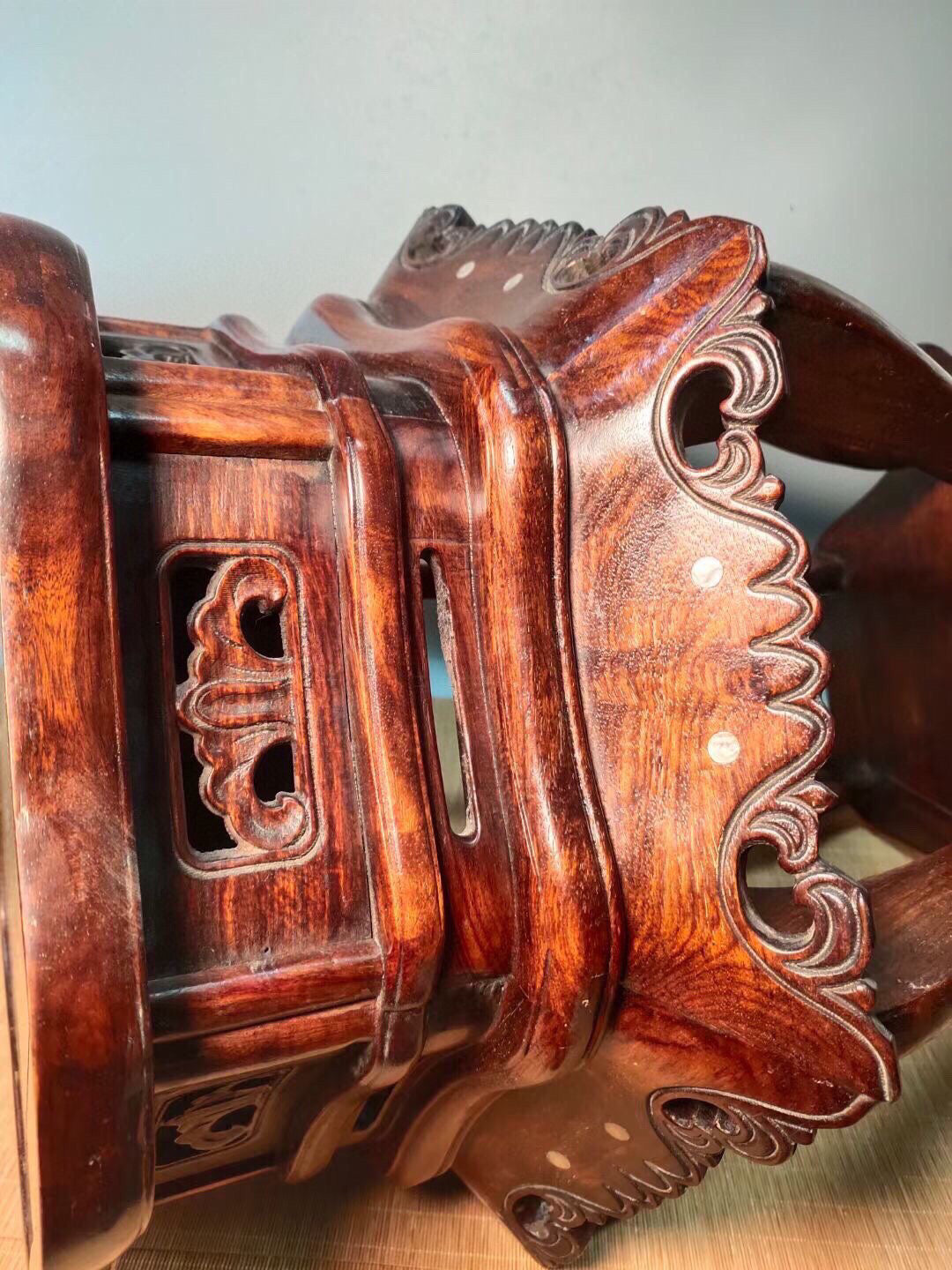 Chinese antique rosewood hexagonal flower rack