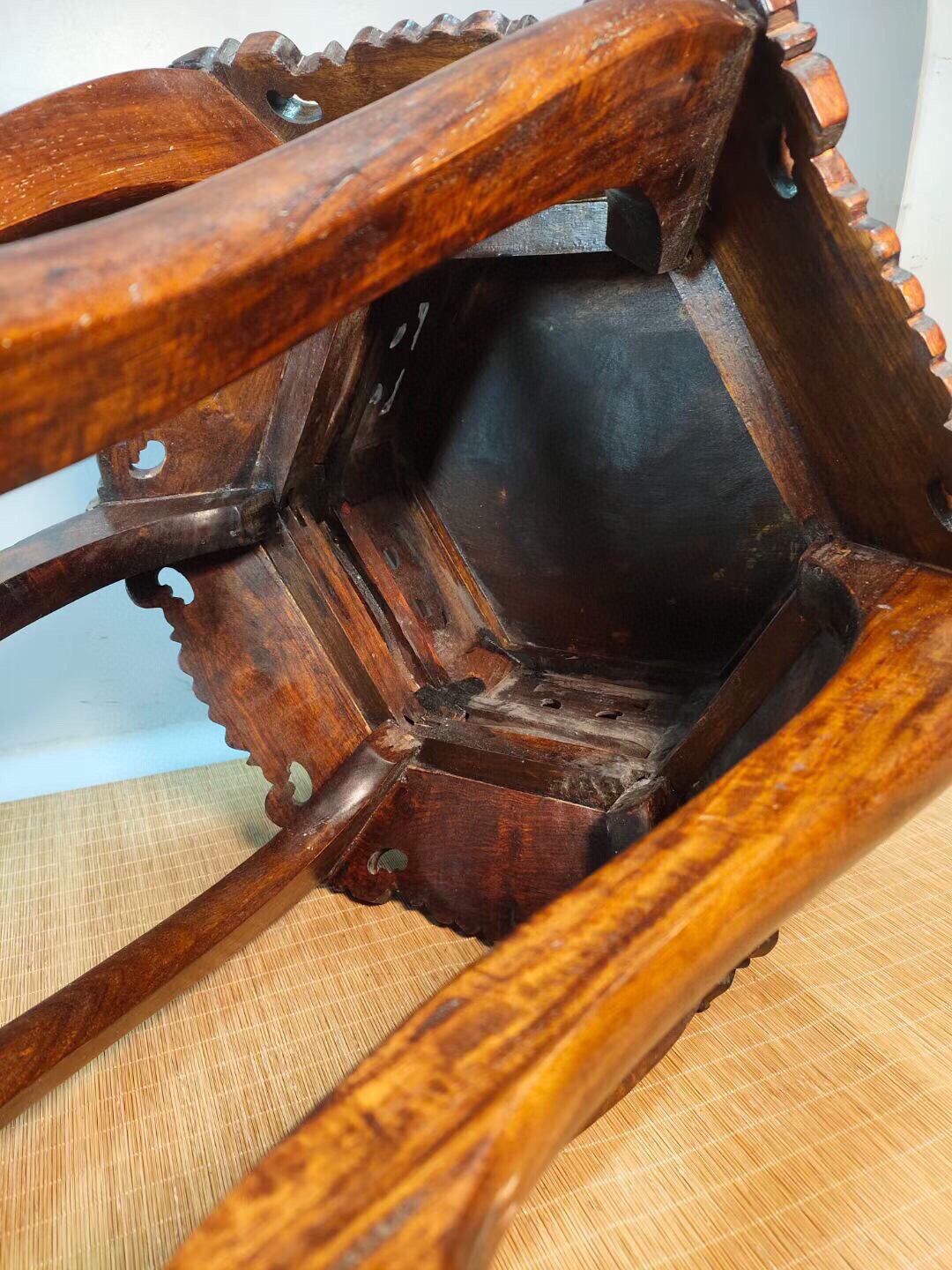 Chinese antique rosewood hexagonal flower rack