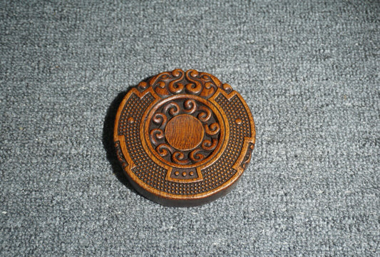 Chinese antique rosewood inlaid shell round base