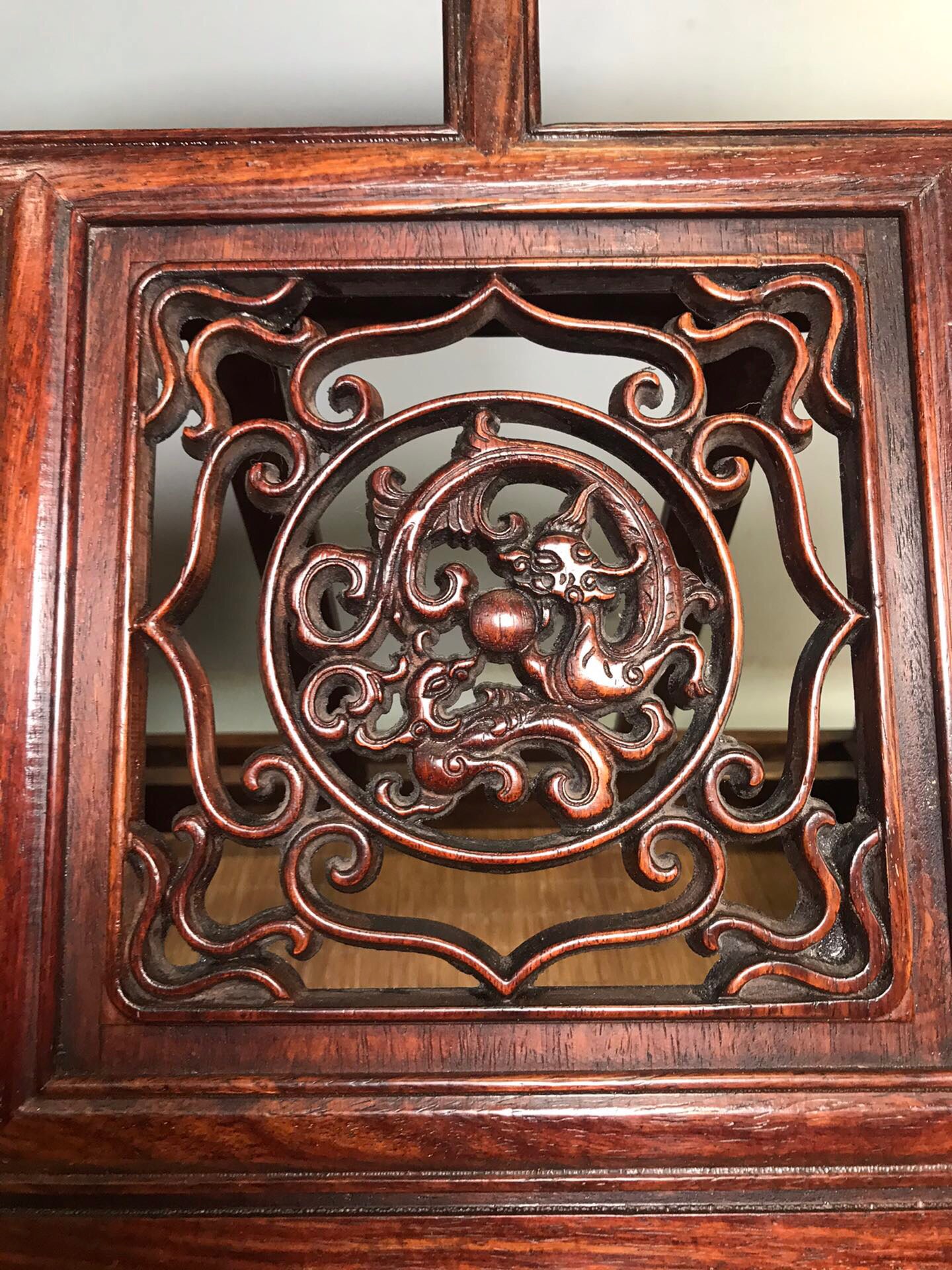 Chinese antique rosewood folding bookshelf