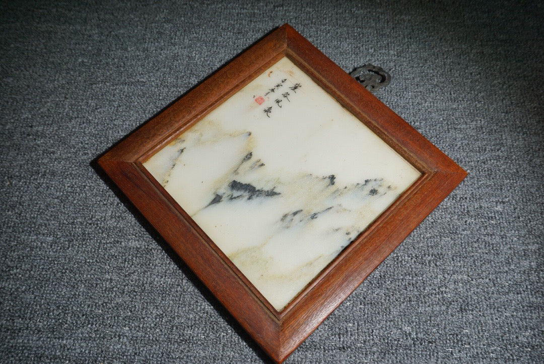 Chinese antique rosewood inlaid meteorite hanging screen