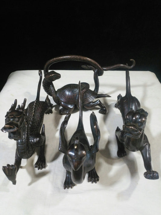 Chinese antique pure copper "Blue Dragon, White Tiger, Vermilion Sparrow, Xuanwu"