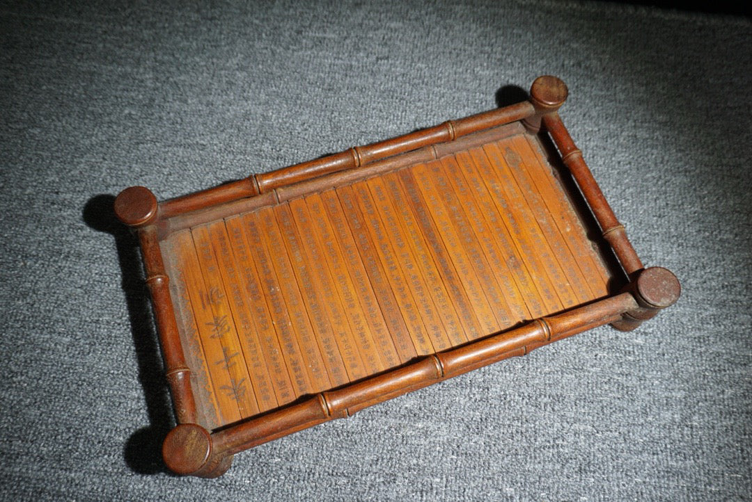 Chinese antique tea plate made of pear, wood, and bamboo