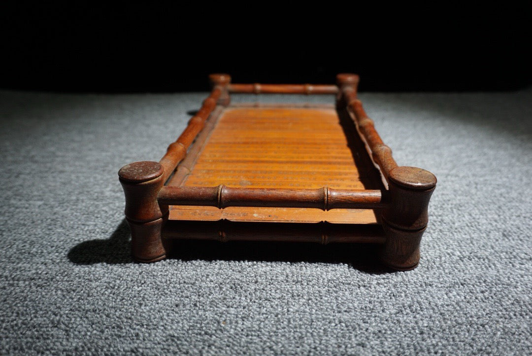 Chinese antique tea plate made of pear, wood, and bamboo