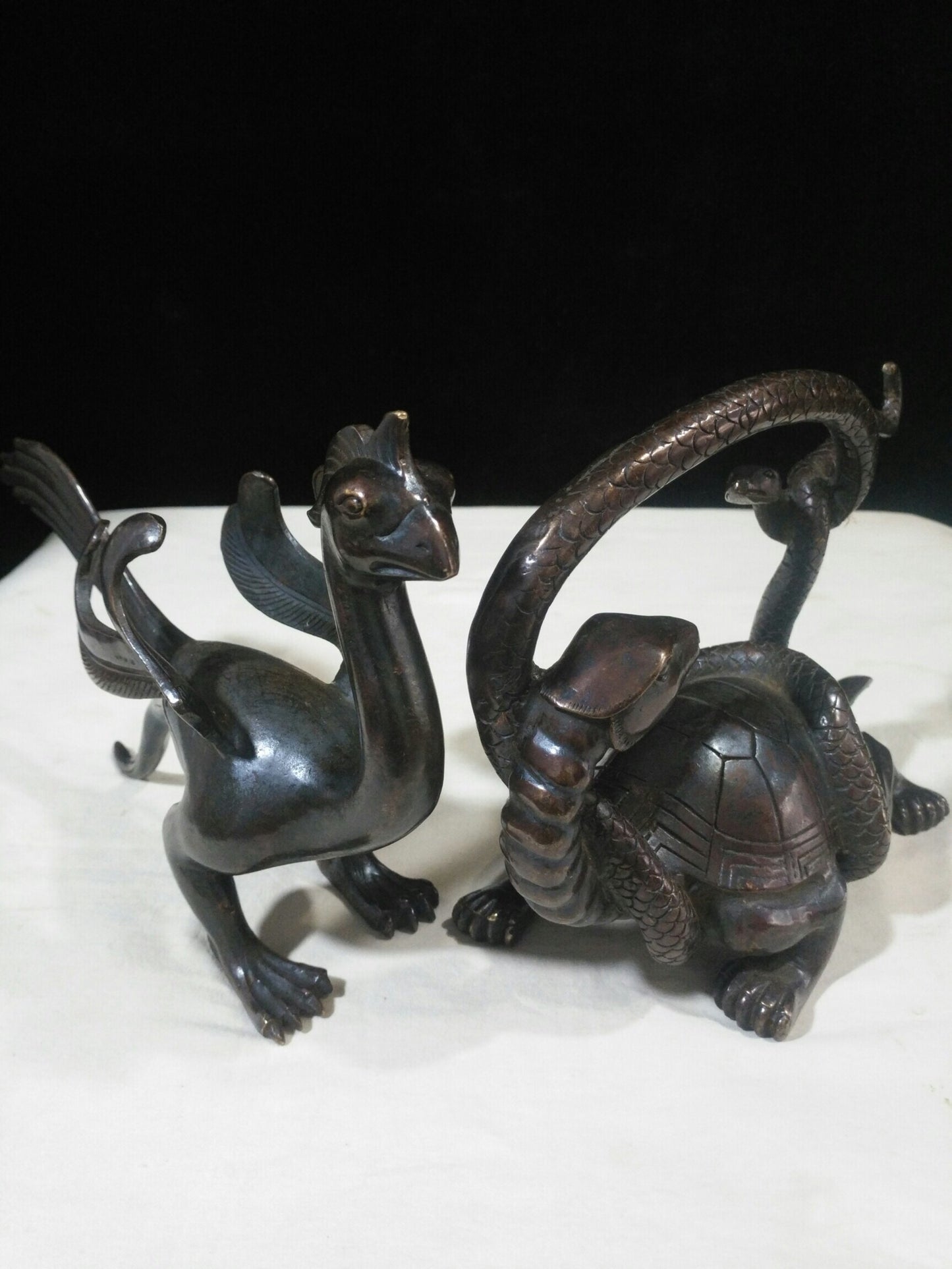 Chinese antique pure copper "Blue Dragon, White Tiger, Vermilion Sparrow, Xuanwu"
