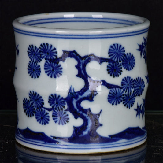 Chinese Antique Blue and White Three Friend Bamboo Cup