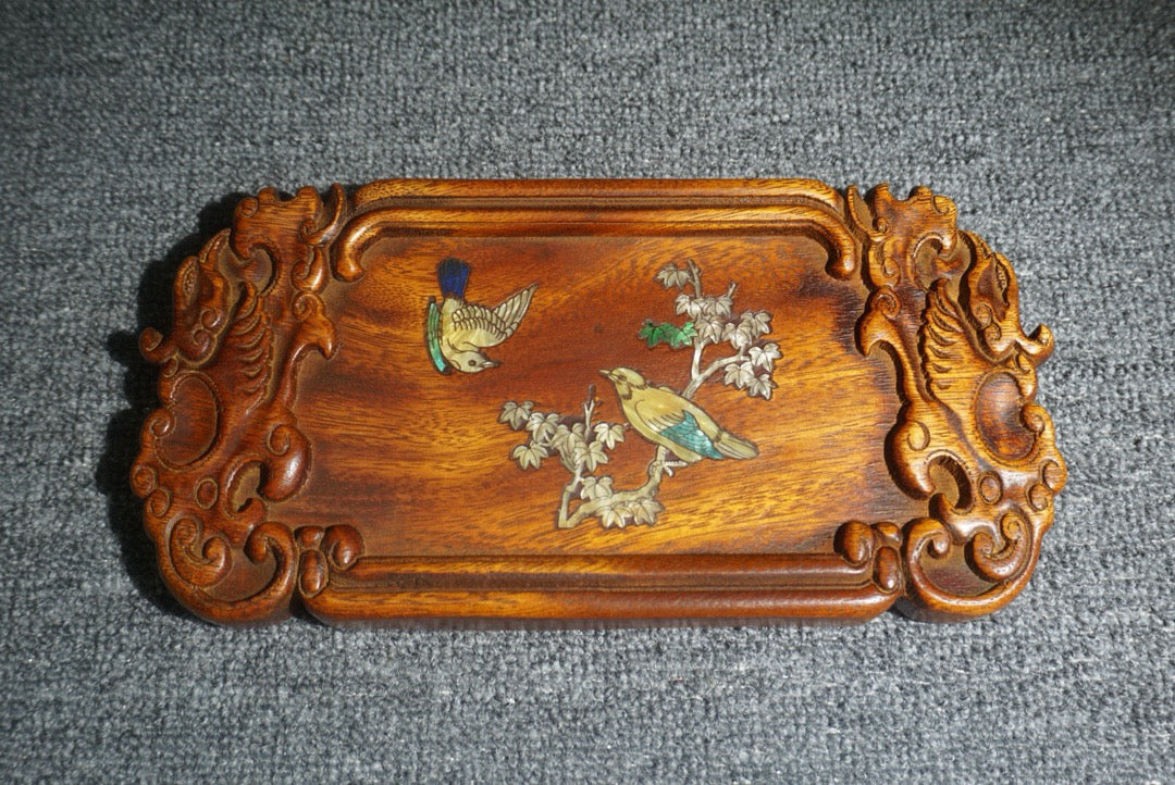 Chinese antique rosewood tea plate