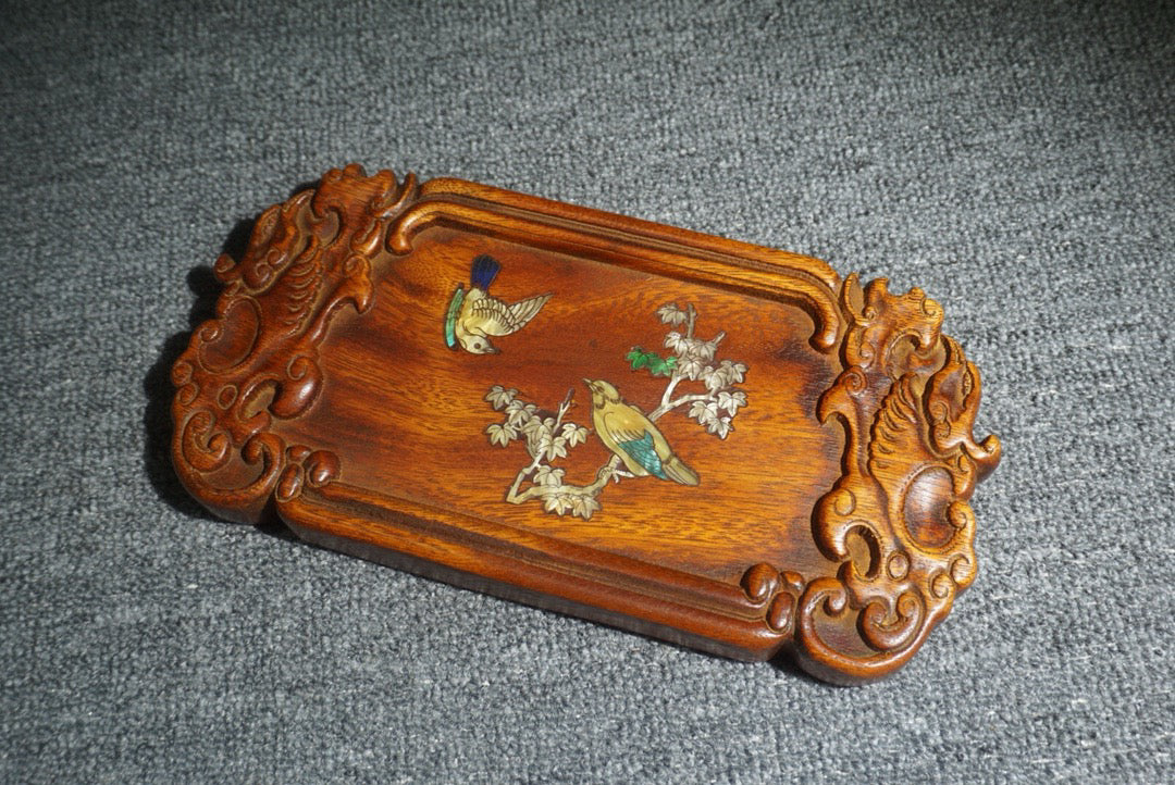 Chinese antique rosewood tea plate