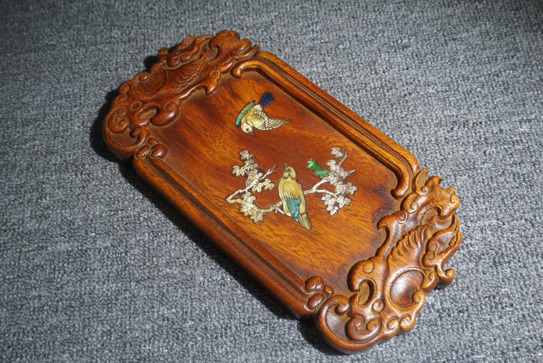 Chinese antique rosewood tea plate