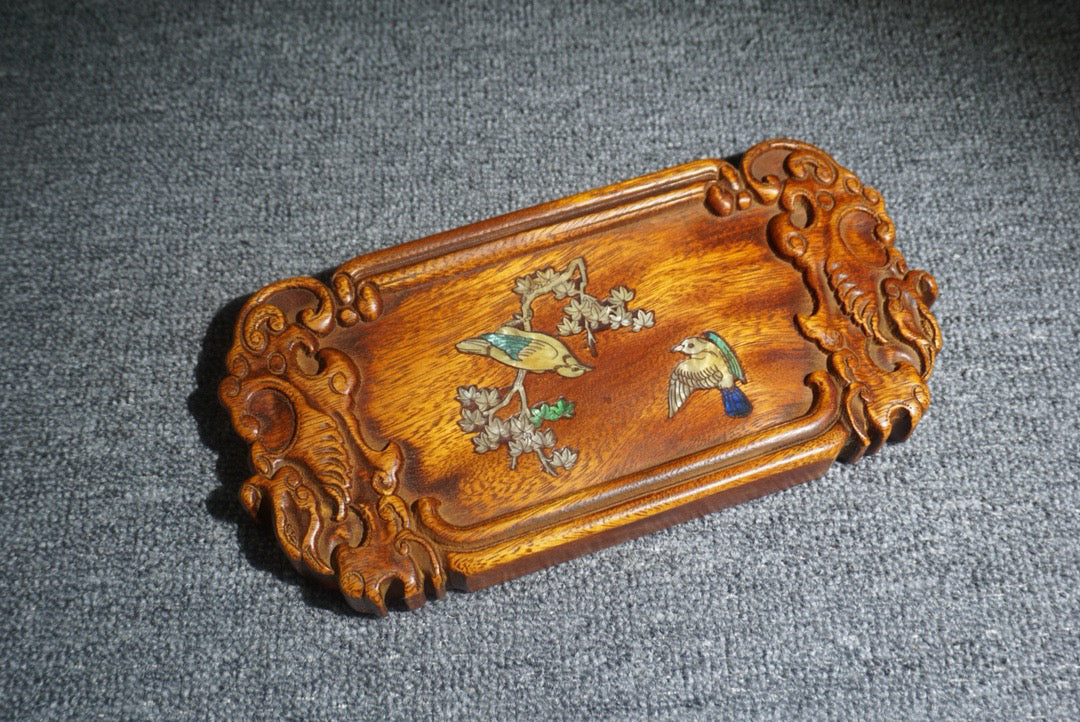 Chinese antique rosewood tea plate