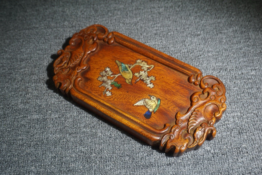 Chinese antique rosewood tea plate