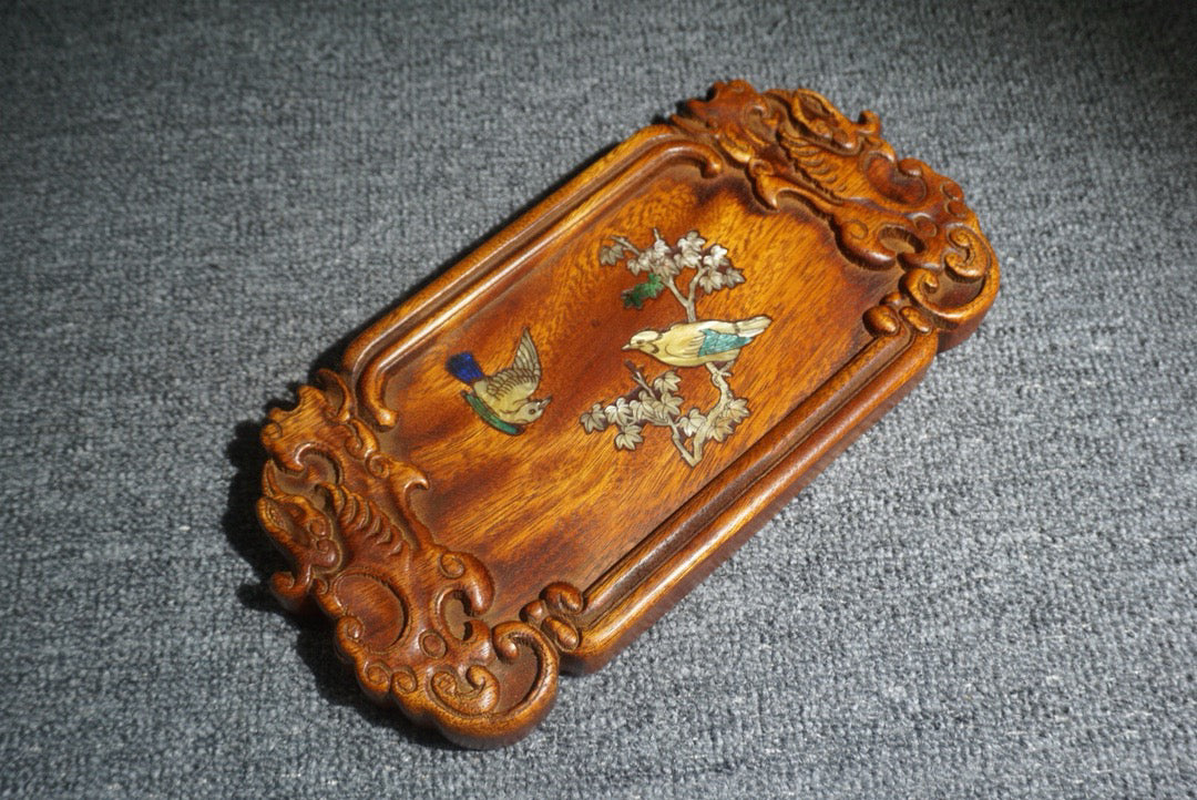 Chinese antique rosewood tea plate