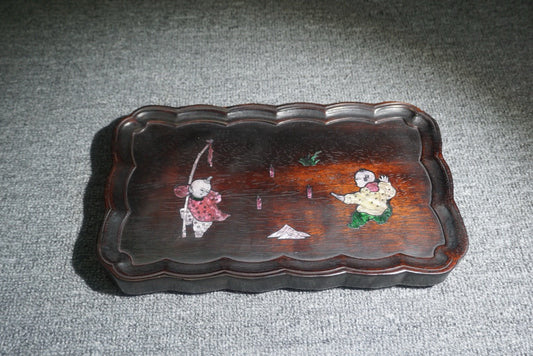 Chinese antique ebony tea plate