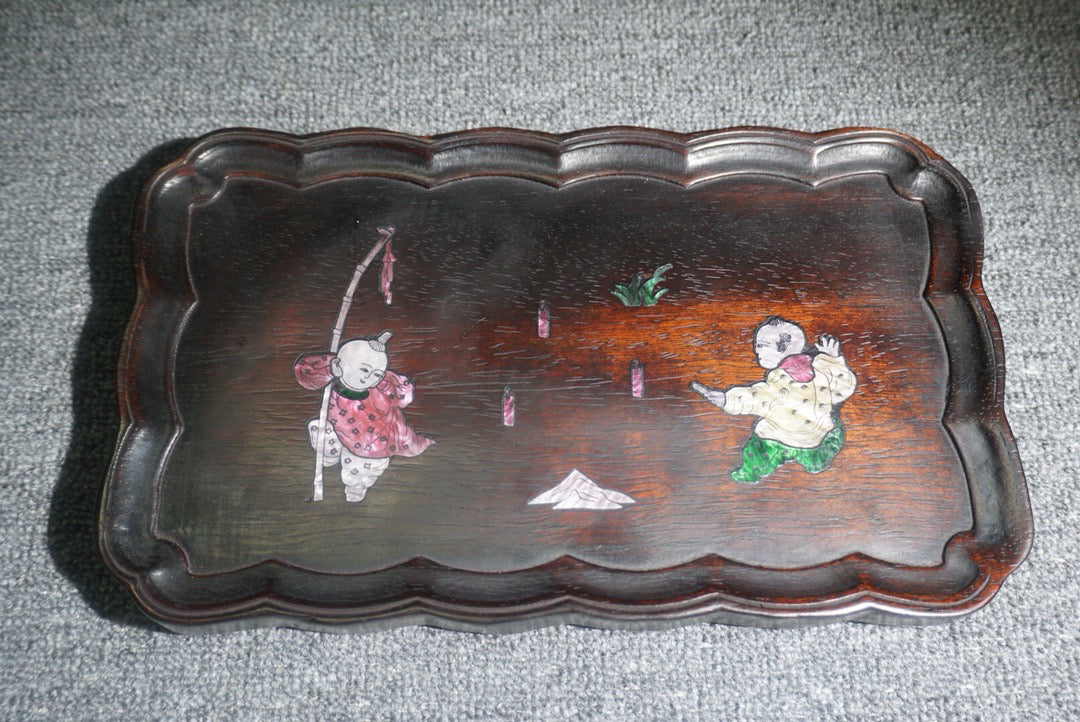 Chinese antique ebony tea plate