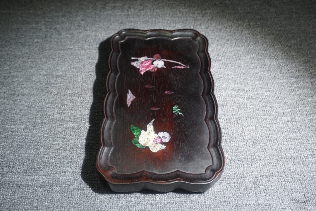 Chinese antique ebony tea plate